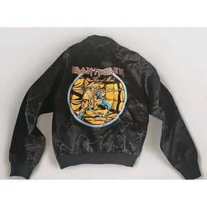 Vintage Iron Maiden Piece Of Mind Satin Jacket Size Medium Black 1983 80s Rare